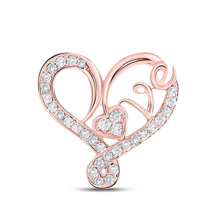10k Rose Gold Round Diamond Heart Love Pendant 1/3 Cttw