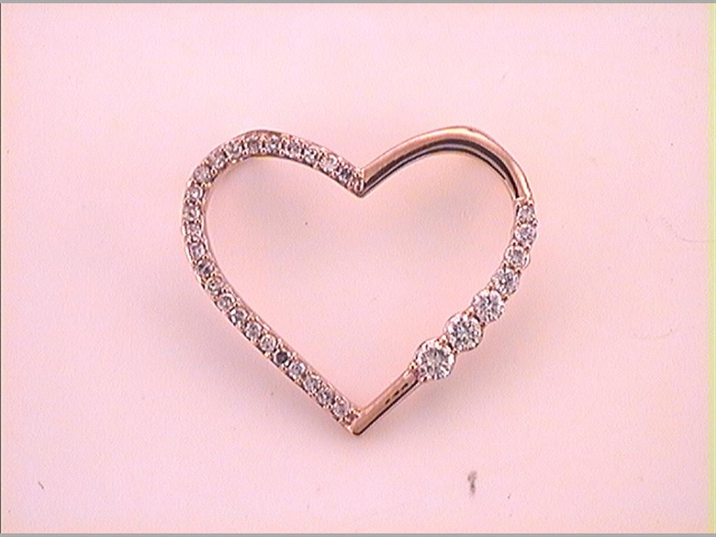 10k Rose Gold Round Diamond Outline Heart Pendant 1/4 Cttw