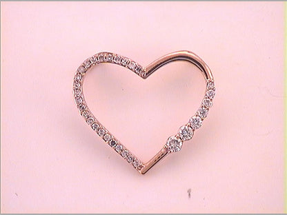 10k Rose Gold Round Diamond Outline Heart Pendant 1/4 Cttw