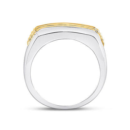 10k Two-tone Gold Round Diamond Single Row Band Ring 1/2 Cttw