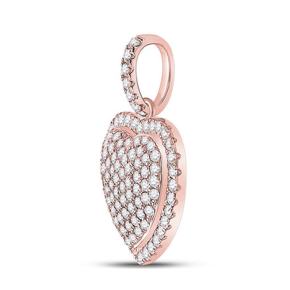 14k Rose Gold Round Diamond Heart Pendant 1 Cttw