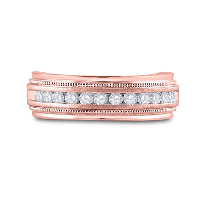 10k Rose Gold Round Diamond Wedding Single Row Band Ring 1/2 Cttw