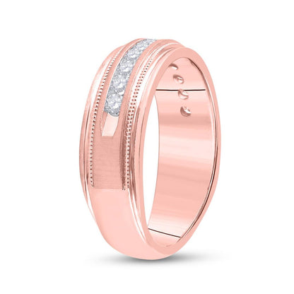 10k Rose Gold Round Diamond Wedding Single Row Band Ring 1/2 Cttw
