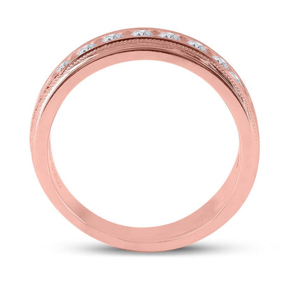 10k Rose Gold Round Diamond Wedding Single Row Band Ring 1 Cttw