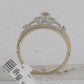 10k Yellow Gold Round Diamond Fleur Crown Tiara Fashion Ring 1/5 Cttw