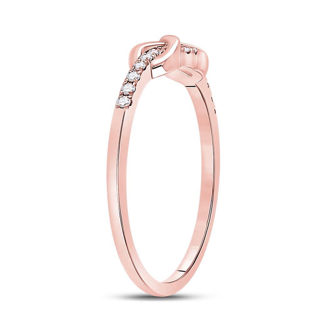 10k Rose Gold Round Diamond Infinity Knot Stackable Band Ring 1/10 Cttw