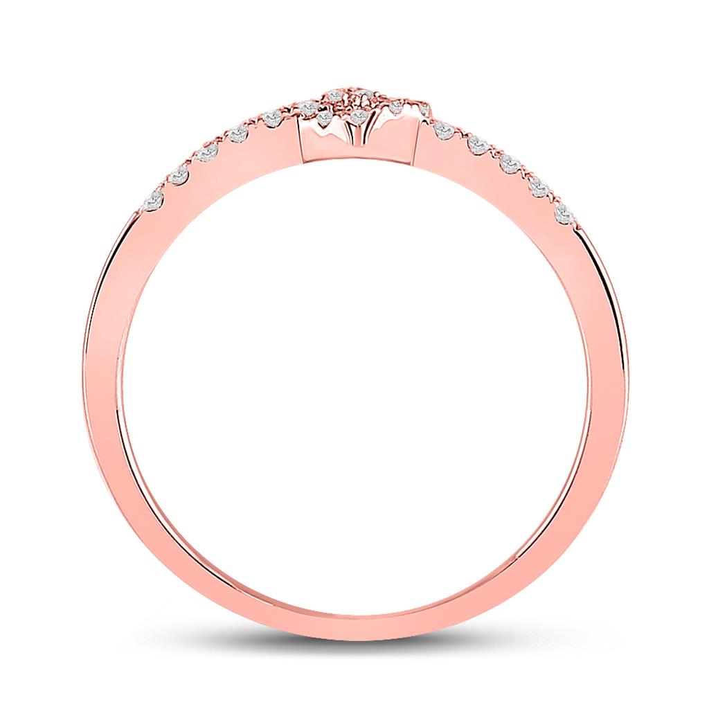 10k Rose Gold Round Diamond Heart Knot Stackable Band Ring 1/8 Cttw