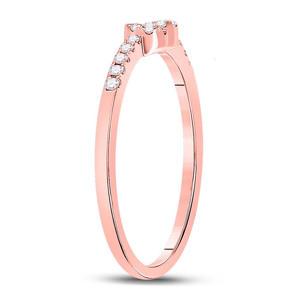 10k Rose Gold Round Diamond Heart Knot Stackable Band Ring 1/8 Cttw