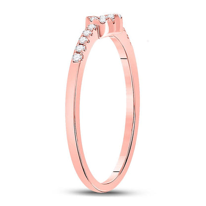 10k Rose Gold Round Diamond Heart Knot Stackable Band Ring 1/8 Cttw