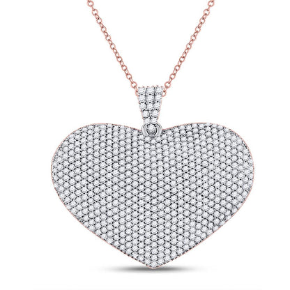 14k Rose Gold Round Diamond Charmed Heart Pendant 2 Cttw