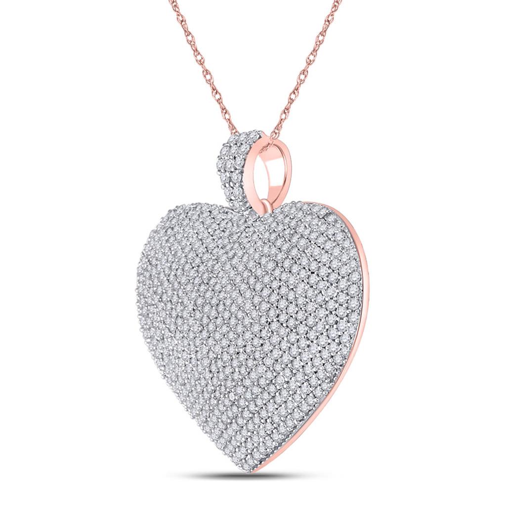 14k Rose Gold Round Diamond Charmed Heart Pendant 2 Cttw