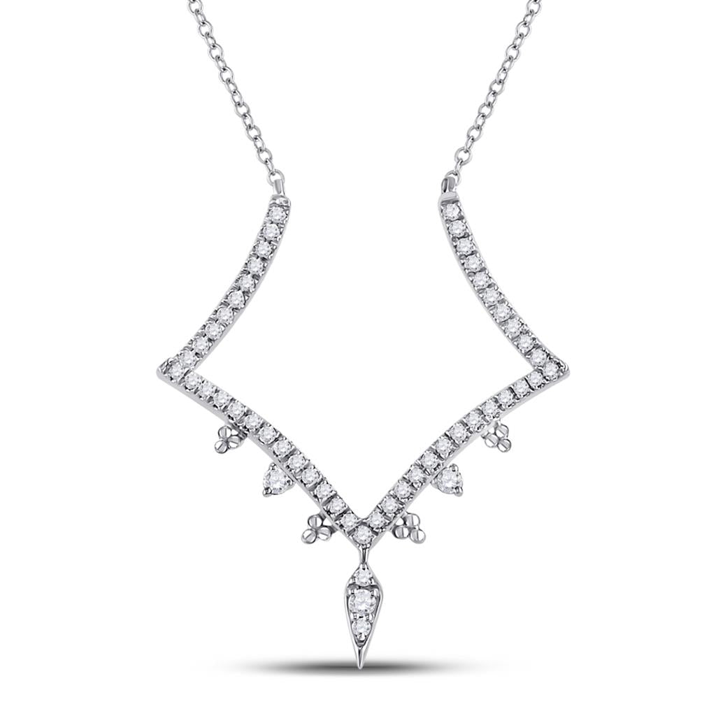 14k White Gold Round Diamond Fashion Necklace 1/4 Cttw