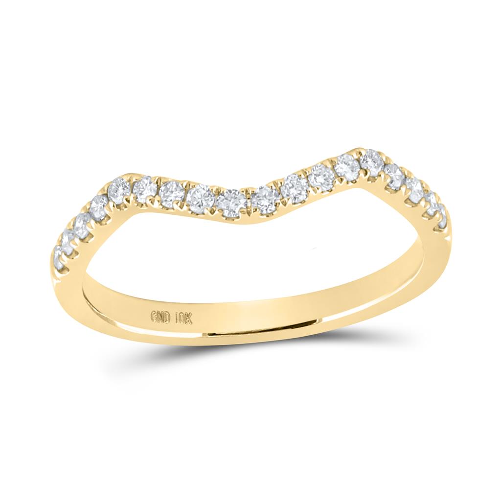 10k Yellow Gold Round Diamond Wedding Curved Enhancer Band 1/5 Cttw