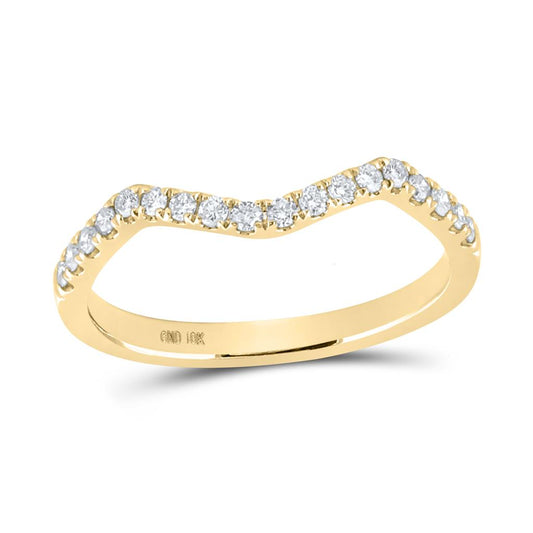 10k Yellow Gold Round Diamond Wedding Curved Enhancer Band 1/5 Cttw
