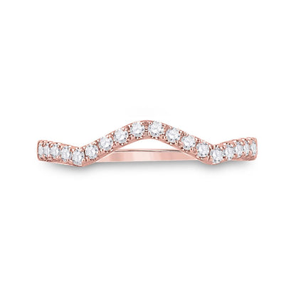 10k Rose Gold Round Diamond Wedding Curved Enhancer Band 1/5 Cttw