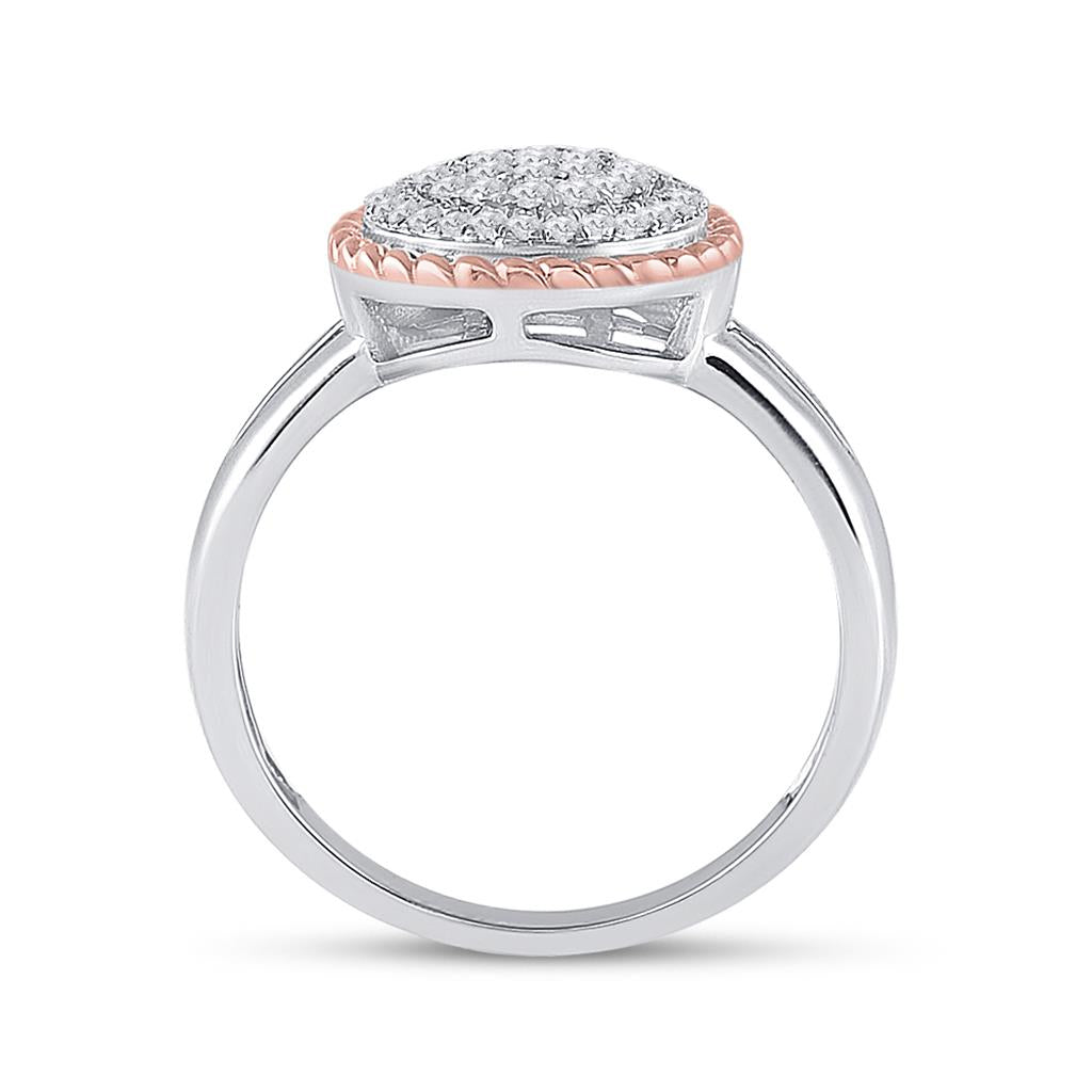10k Two-tone Gold Round Diamond Rope Flower Cluster Ring 1/3 Cttw
