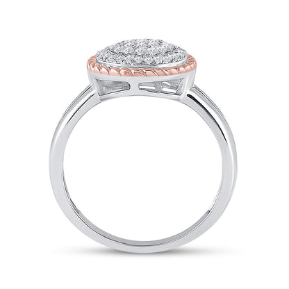 10k Two-tone Gold Round Diamond Rope Flower Cluster Ring 1/3 Cttw
