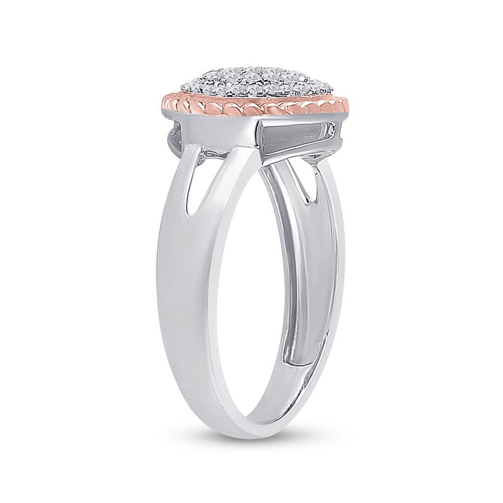 10k Two-tone Gold Round Diamond Rope Flower Cluster Ring 1/3 Cttw