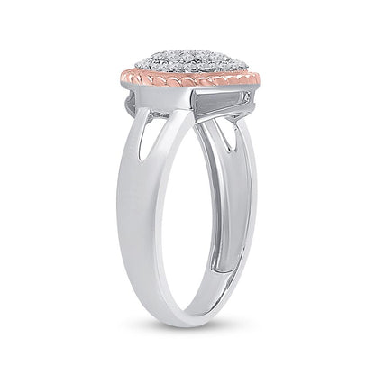 10k Two-tone Gold Round Diamond Rope Flower Cluster Ring 1/3 Cttw