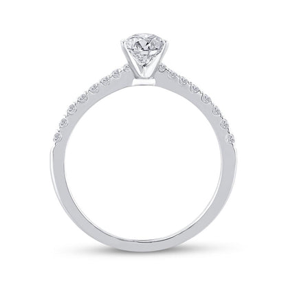 14k White Gold Pear Diamond Bridal Wedding Ring Set 1-1/4 Cttw (Certified)