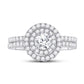 14k White Gold Round Diamond Bridal Wedding Ring Set 1-1/3 Cttw