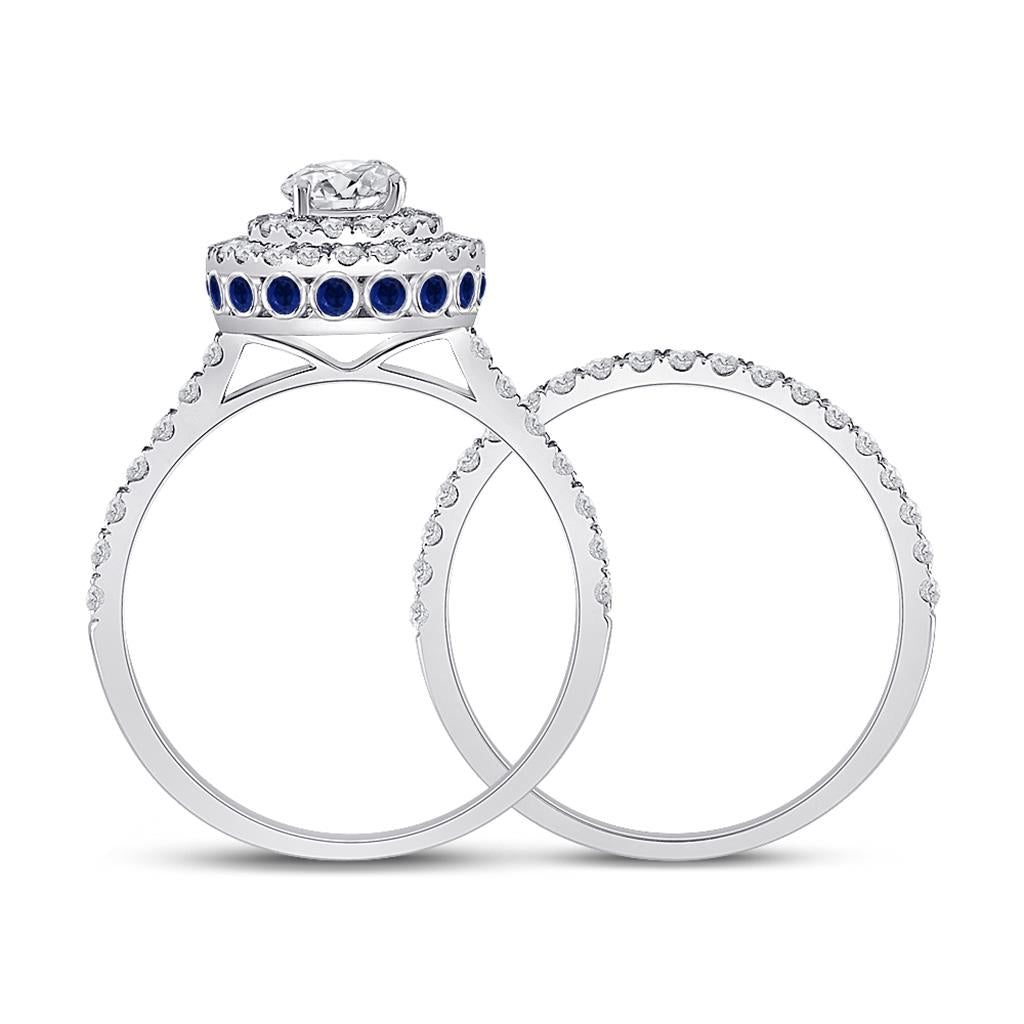 14k White Gold Round Diamond Bridal Wedding Ring Set 1-1/3 Cttw