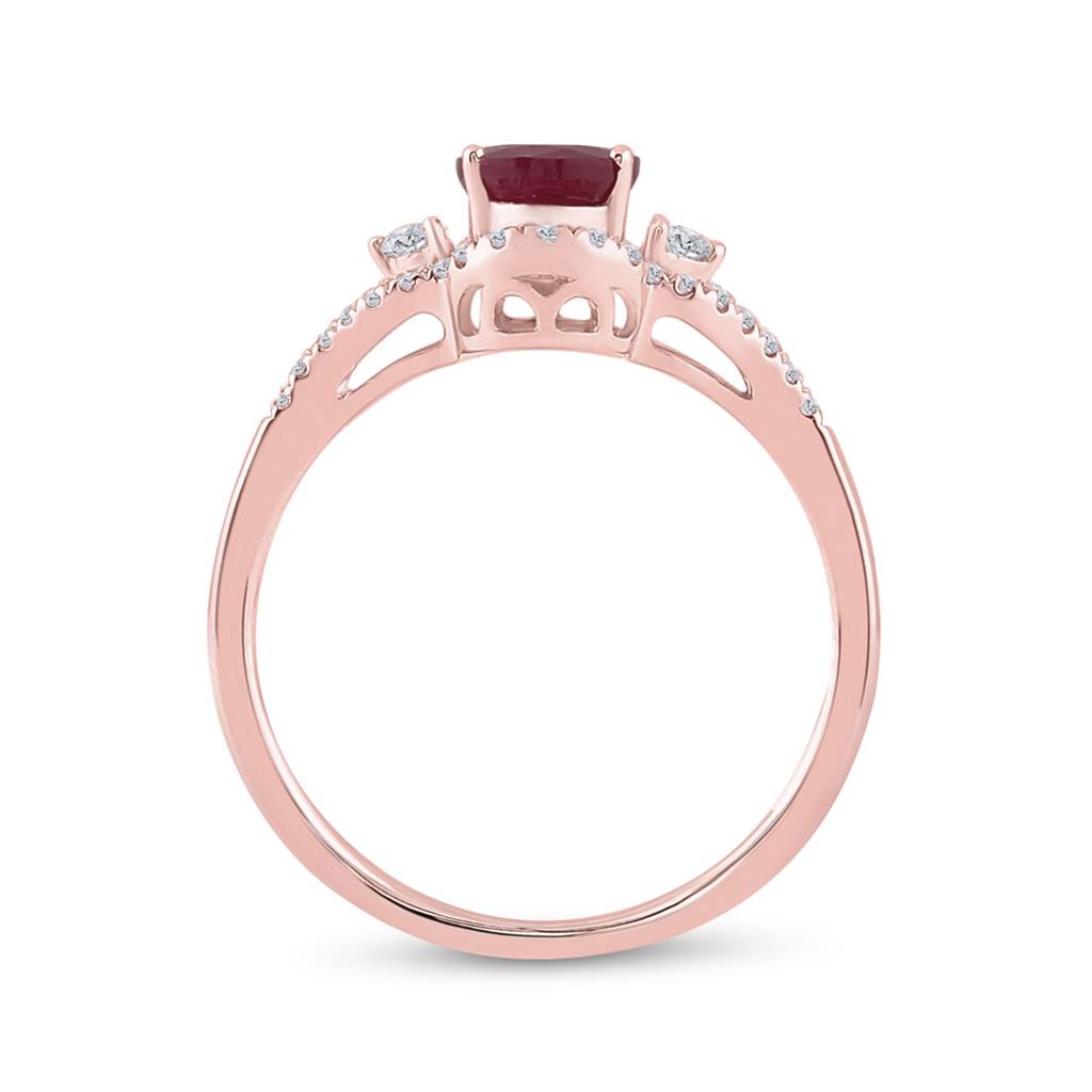 14k Rose Gold Oval Ruby Solitaire Diamond Ring 1-5/8 Cttw