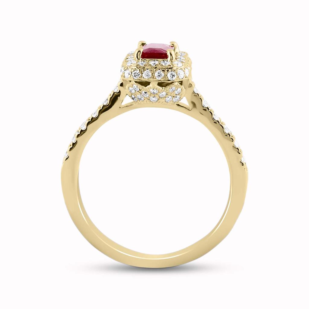 14k Rose Gold Emerald-cut Ruby Solitaire Bridal Wedding Ring Set 1-3/8 Cttw (Certified)
