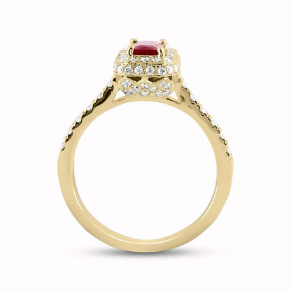 14k Rose Gold Emerald-cut Ruby Solitaire Bridal Wedding Ring Set 1-3/8 Cttw (Certified)