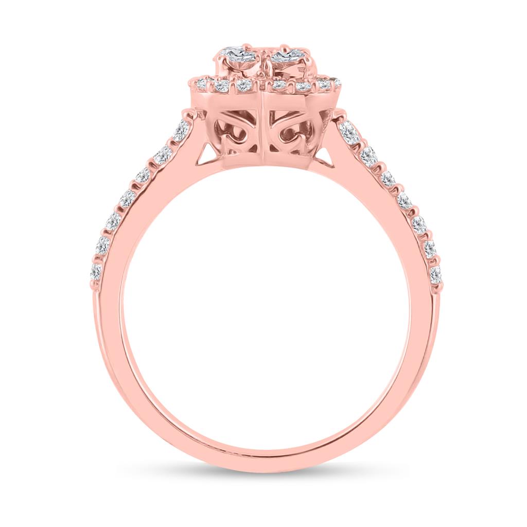14k Rose Gold Round Diamond Bridal Wedding Ring Set 1 Cttw