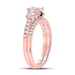14k Rose Gold Round Diamond Solitaire Bridal Wedding Ring Set 7/8 Cttw