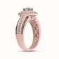 14k Rose Gold Round Brown Diamond Halo Bridal Engagement Ring 1-1/4 Cttw