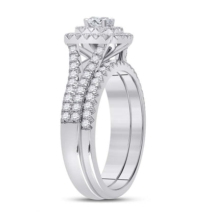 14k Yellow Gold Round Diamond Bridal Wedding Ring Set 1 Cttw (Certified)