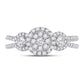 14k White Gold Round Diamond 3-stone Bridal Engagement Ring 5/8 Cttw