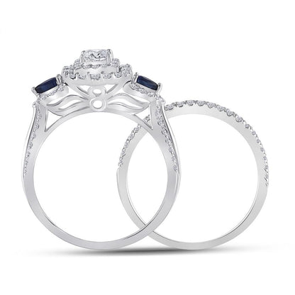 14k White Gold Princess Diamond Bridal Wedding Ring Set 7/8 Cttw (Certified)