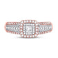 14k Two-tone Gold Princess Diamond Halo Bridal Engagement Ring 1/2 Cttw