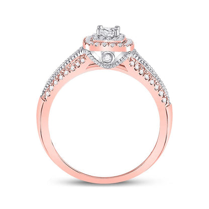 14k Two-tone Gold Princess Diamond Halo Bridal Engagement Ring 1/2 Cttw