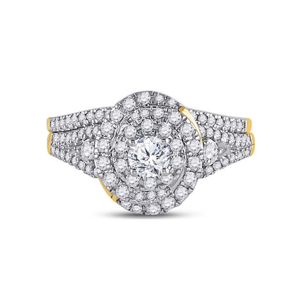 14k Yellow Gold Round Diamond Bridal Wedding Ring Set 1 Cttw (Certified)