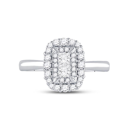14k White Gold Princess Diamond Halo Bridal Engagement Ring 1/2 Cttw
