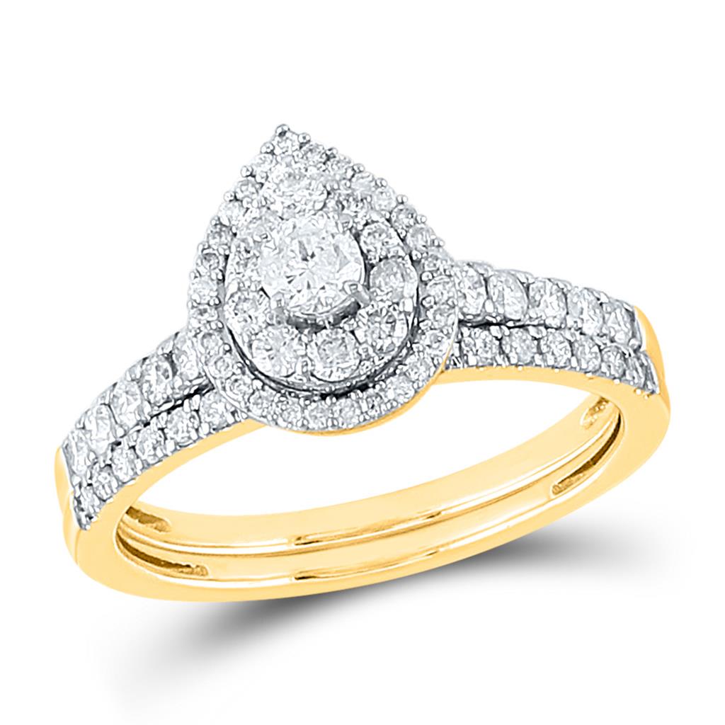 14k Yellow Gold Round Diamond Bridal Wedding Ring Set 3/4 Cttw