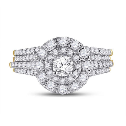 14k Yellow Gold Round Diamond Bridal Wedding Ring Set 1 Cttw (Certified)