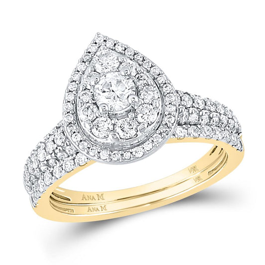 14k Yellow Gold Round Diamond Bridal Wedding Ring Set 1 Cttw (Certified)