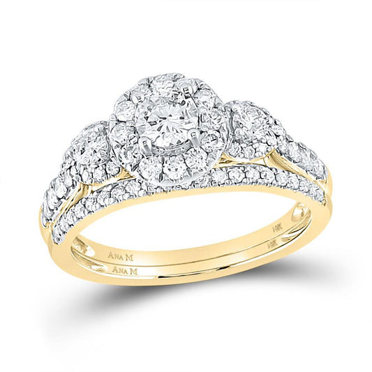 14k Yellow Gold Round Diamond Bridal Wedding Ring Set 1 Cttw (Certified)