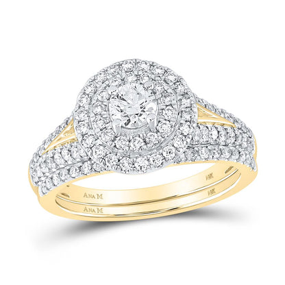 14k Yellow Gold Round Diamond Bridal Wedding Ring Set 1 Cttw (Certified)