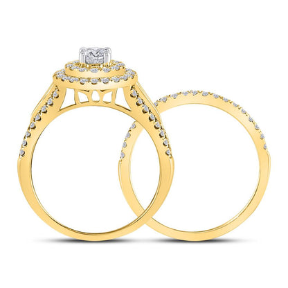 14k Yellow Gold Round Diamond Bridal Wedding Ring Set 1 Cttw (Certified)