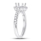 14k White Gold Round Diamond 1 Ct Rd Center Halo Bridal Semi-Mount Ring 5/8 Ctw