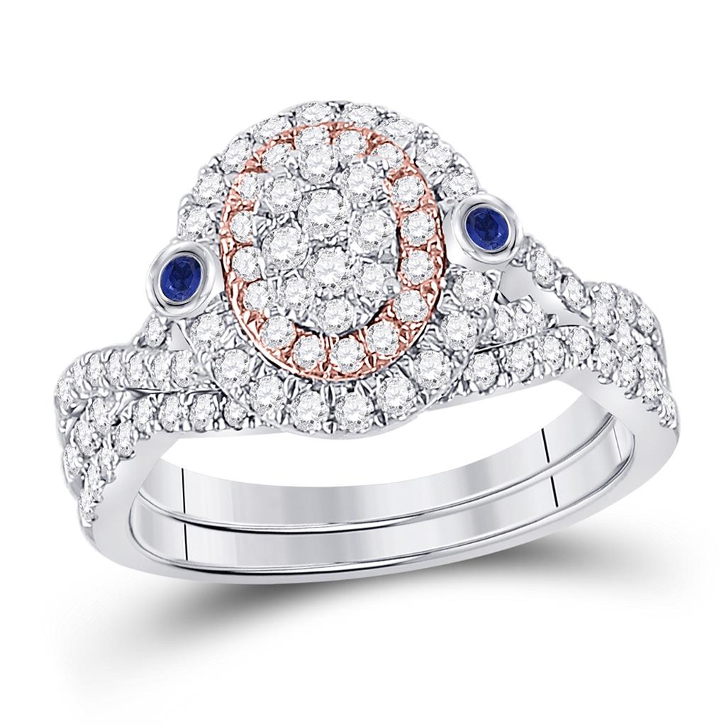 10k Two-tone Gold Round Diamond Bridal Wedding Ring Set 1 Cttw