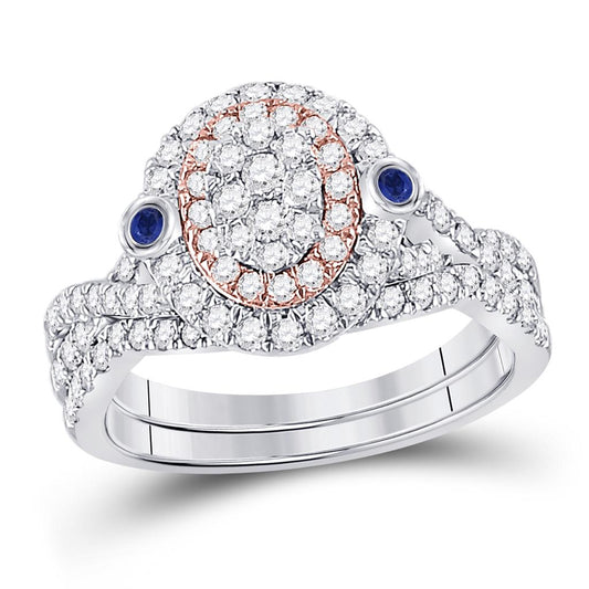 10k Two-tone Gold Round Diamond Bridal Wedding Ring Set 1 Cttw