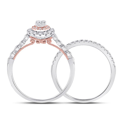 10k Two-tone Gold Round Diamond Bridal Wedding Ring Set 1/2 Cttw