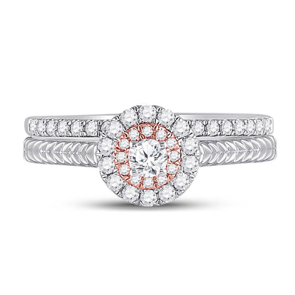 10k Two-tone Gold Round Diamond Bridal Wedding Ring Set 1/2 Cttw